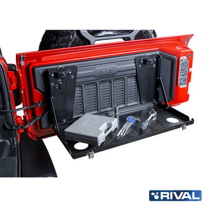 Jeep Wrangler JL (2018–Present) RIVAL 4x4 aluminum Aluminum Tailgate Table for Jeep Wrangler JL (2018–Present) – close-up view