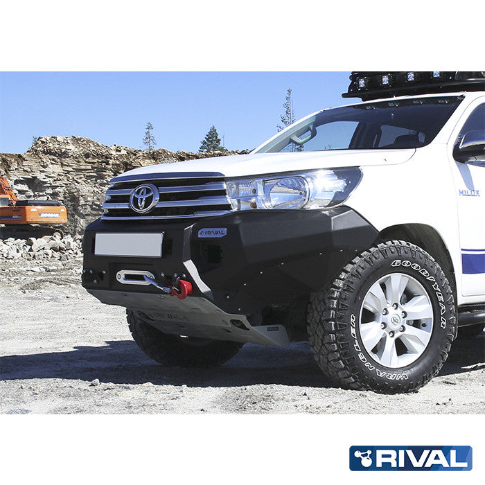 Toyota Hilux Revo RIVAL 4x4 aluminum front bumper – off-road protection installed view