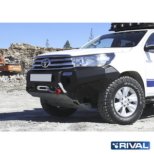 Toyota Hilux Revo RIVAL 4x4 aluminum front bumper – off-road protection installed view