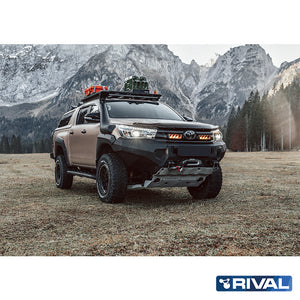 Toyota Hilux Revo RIVAL 4x4 aluminum front bumper – off-road protection installed view