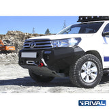 Toyota Hilux Revo RIVAL 4x4 aluminum front bumper – off-road protection installed view