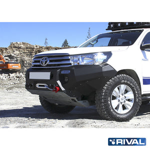 Toyota Hilux Revo RIVAL 4x4 aluminum front bumper – off-road protection installed view