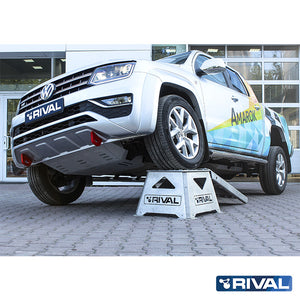 Volkswagen Amarok (2010-up) RIVAL 4x4 recovery points – off-road protection installed view