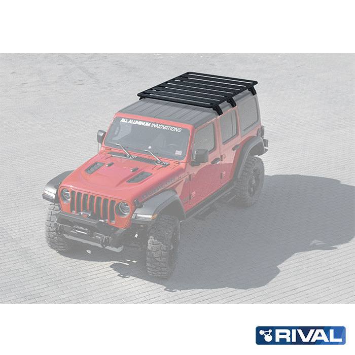 Jeep Wrangler (6 pcs) RIVAL 4x4 aluminum roof rack – cargo system detail view