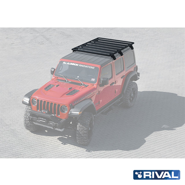 Jeep Wrangler (6 pcs) RIVAL 4x4 aluminum roof rack – cargo system detail view