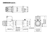 ComeUp GIO electric winch dimensions diagram – technical size overview