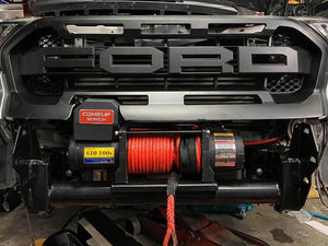 ComeUp GIO winch installed on Ford Ranger – front bumper mounting view