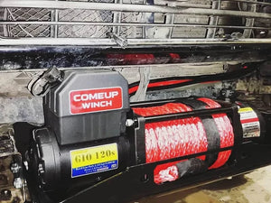 ComeUp GIO electric winch installed on vehicle – mounting detail view