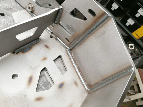 Interior weld detail inside the Overland-G front bumper winch mount cavity