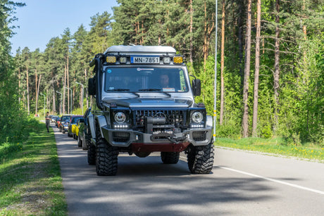 Overland-G aluminum front bumper showcased at Cars & Coffee automotive event