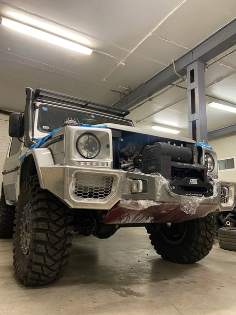 Overland-G Aluminum Front Bumper test fit raw side view
