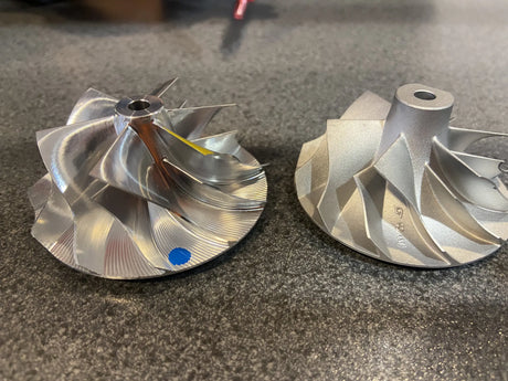 Overland-G diesel performance package turbocharger assembly during build process