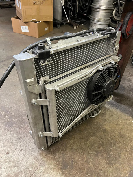 Overland-G expedition cooling kit radiator front face view showing core dimensions
