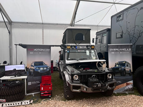 Overland-G expedition roof rack on G-Class second display angle at Abenteuer Allrad