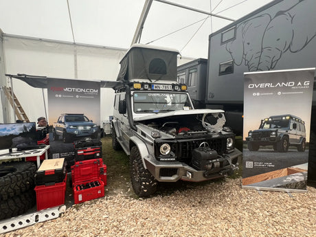 Overland-G expedition roof rack on Mercedes-Benz G-Class at Abenteuer Allrad off-road expo