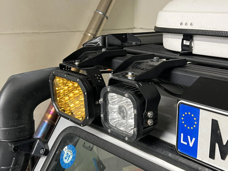 Overland-G expedition roof rack with Baja roof LED light bar installed on G-Class