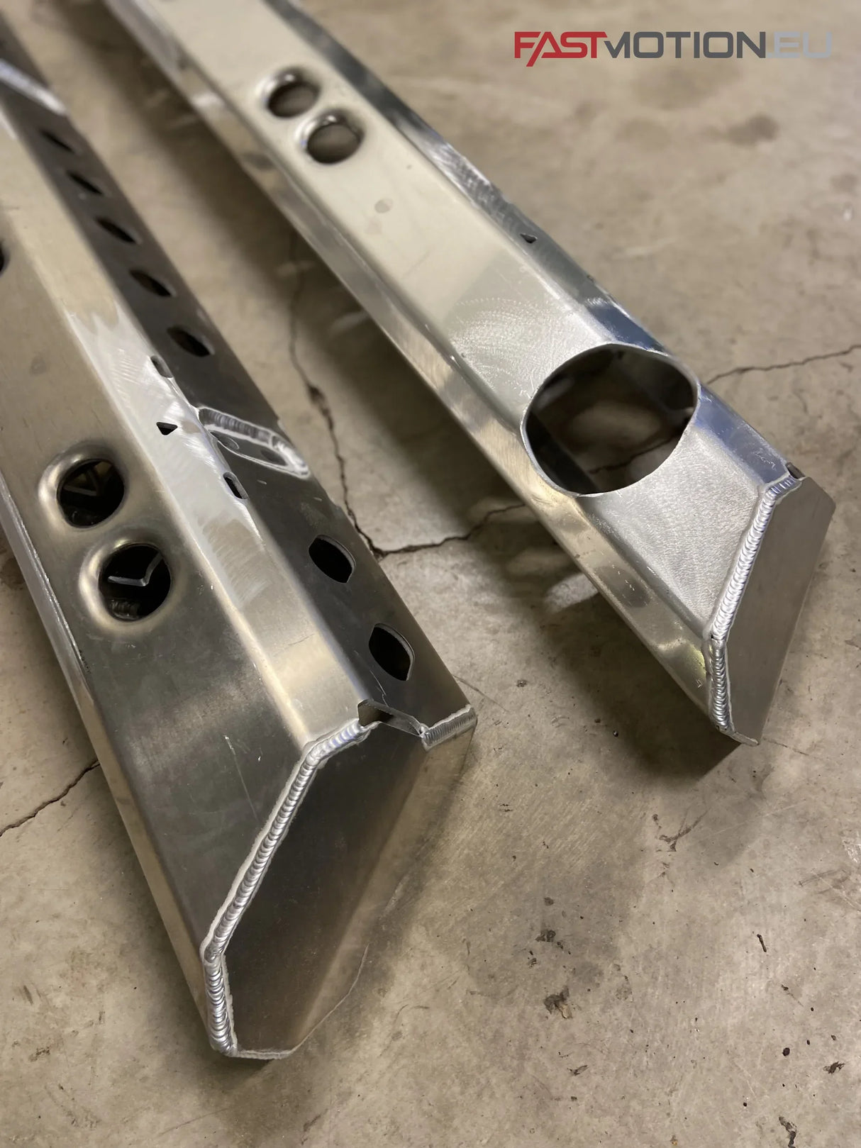 Overland-G heavy duty aluminum rock sliders in raw finished aluminum ready for fitment