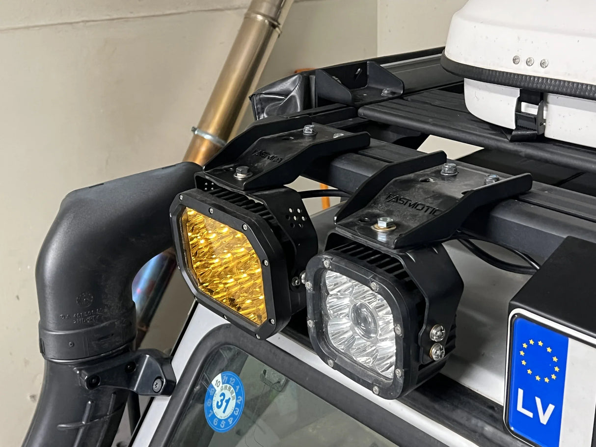 Overland-G roof LED light bar kit extreme close-up showing LED diode array and lens