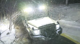 Overland-G roof LED light bar kit close view during night drive showing road illumination