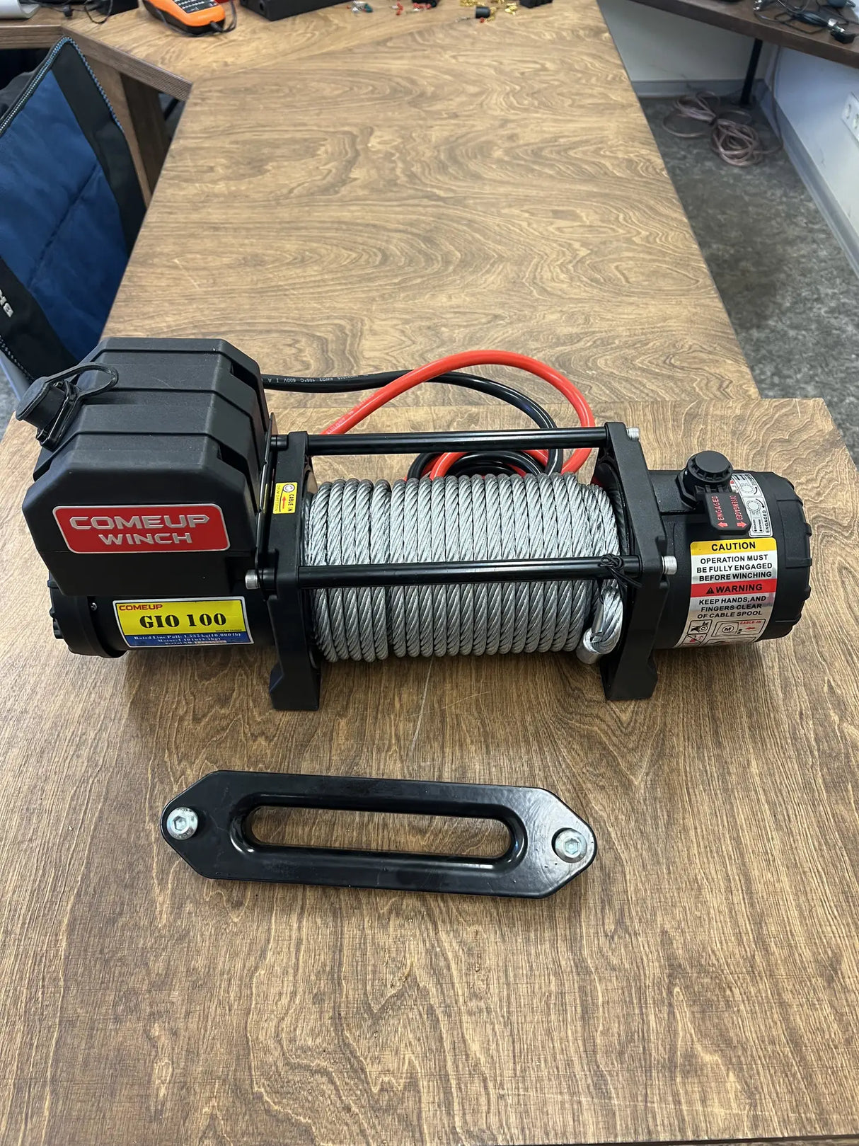 Overland-G winch system single-motor winch second angle view showing spooled cable