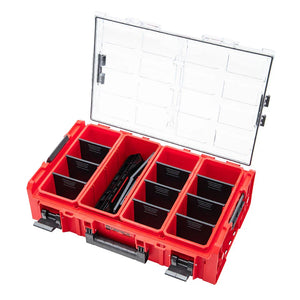 Qbrick ONE Organizer 2XL Plus with adapter and mounts open angle with Shopify ID