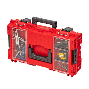 Qbrick PRIME toolbox 150 custom HD red toolbox side view with small items with Shopify ID