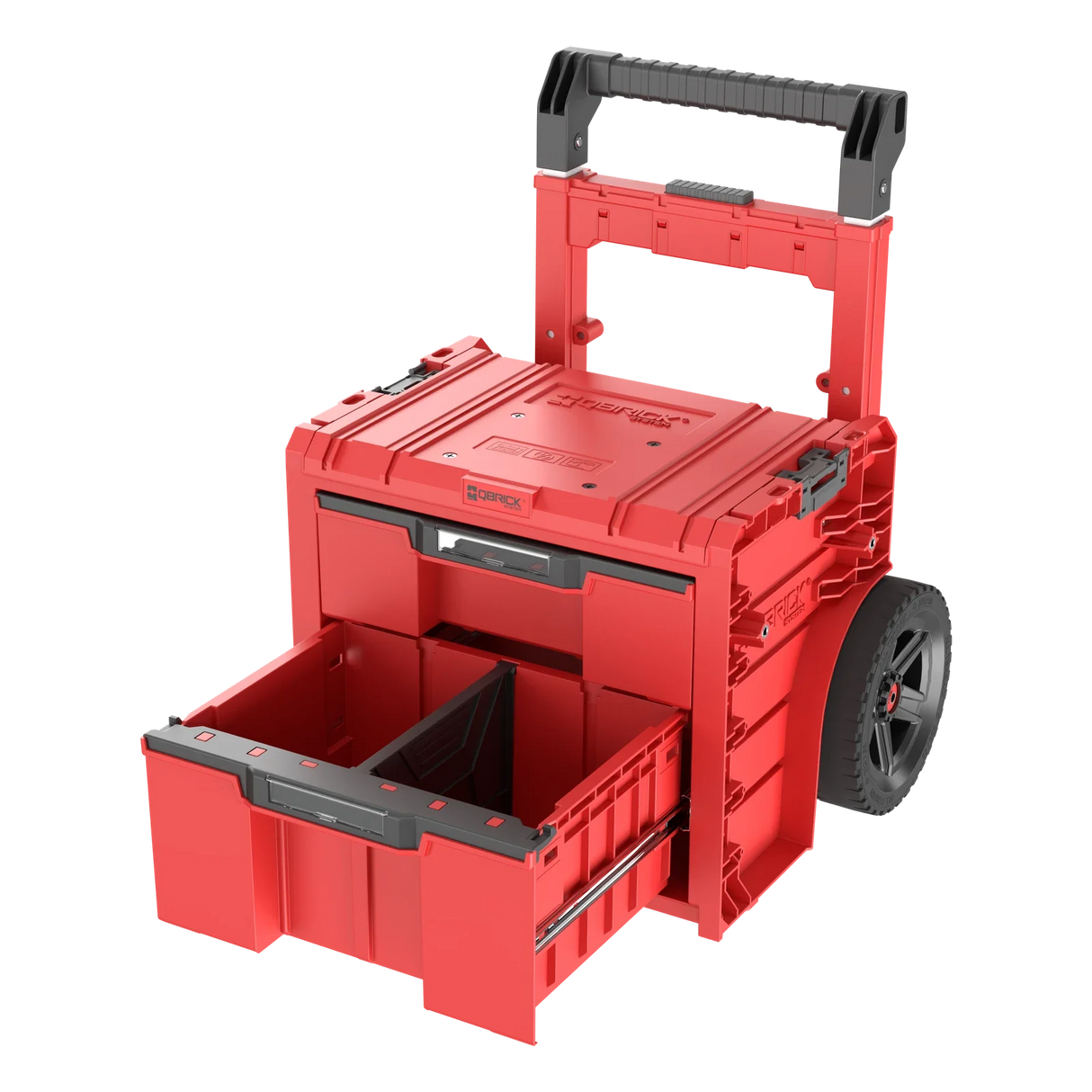 Qbrick PRO Toolbox 2.0 Plus with wheels – drawers open
