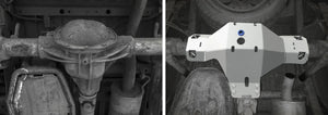 Volkswagen Amarok 2010–2021 differential skid plate before and after comparison