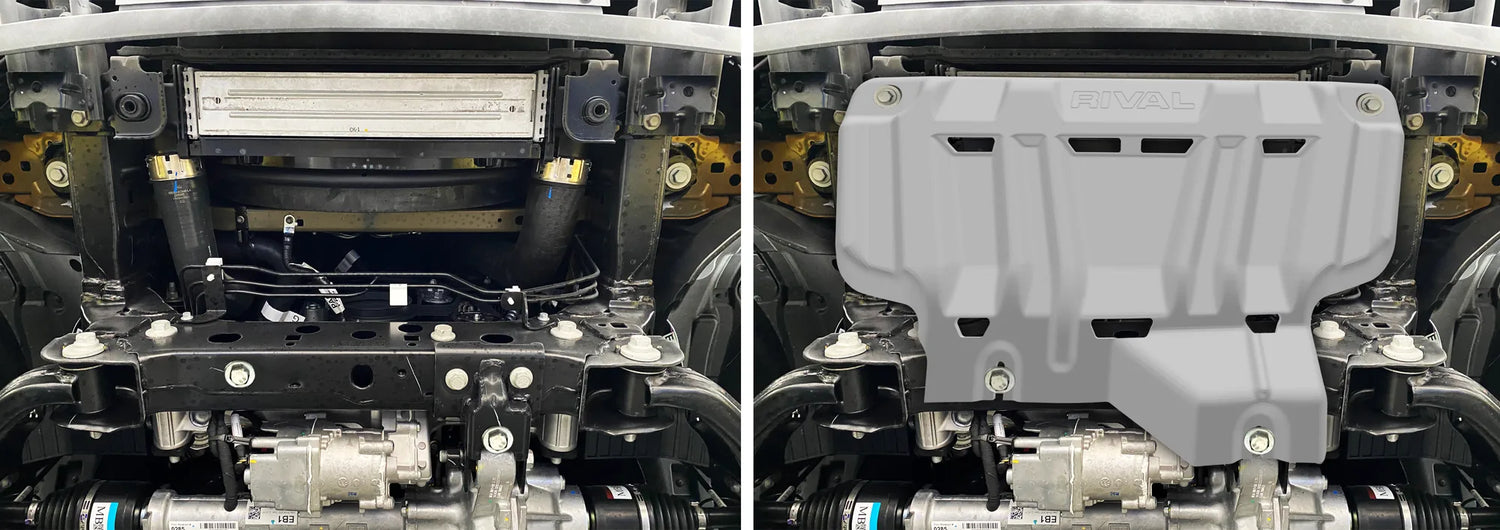 Volkswagen Amarok 2023 engine and radiator skid plate before and after