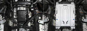 Volkswagen Amarok 2023 transmission skid plate before and after comparison