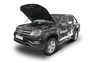 Volkswagen Amarok 2010–2023 hood struts kit installed in engine bay