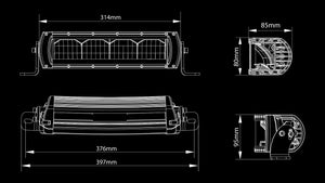 X-Vision Genesis 300 LED light bar – technical drawings